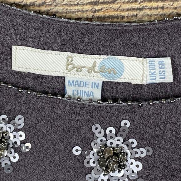 Boden Crop Sleeve Sequin Embellished Dress Gray Size 6 - Picture 4 of 9